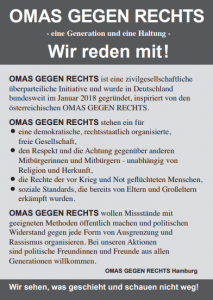 Flyer mit den Grundsätzen der Omas gegen Rechts Hamburg (Quelle: Omas gegen Rechts Nord)